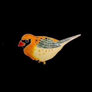 Vintage Sterling Silver Enamel Bird Brooch
